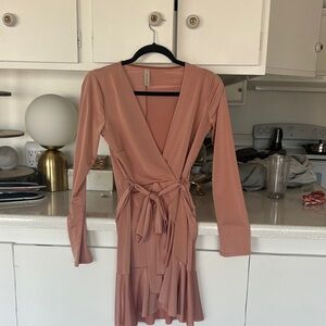 Elegant Wrap Dress in Dusty Pink